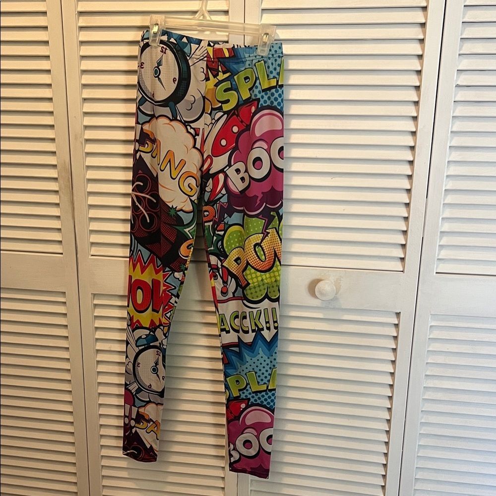#1049+ Women Colorful Comic Print Leggings - Picture 1 of 5
